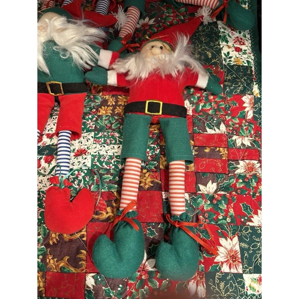 Vintage Christmas Flocked Santa  pixie doll 10